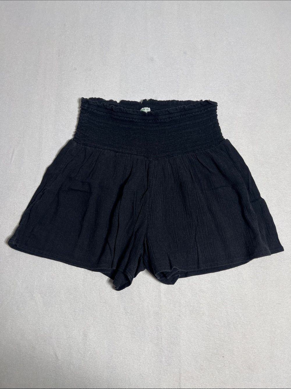 aerie Black High-Waist Smocked Waistband Shorts